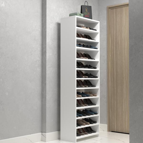 Kenzlife ayakkabılık konevi mat beyaz suntalam 183*060*30 otuzaltı çift ayakkabı kapasitesi arkalıksız  - Image 1