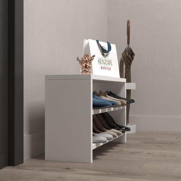 Kenzlife ayakkabılık mısri mat beyaz suntalam 035*060*20 altı çift ayakkabı kapasitesi arkalıksız  - Image 1