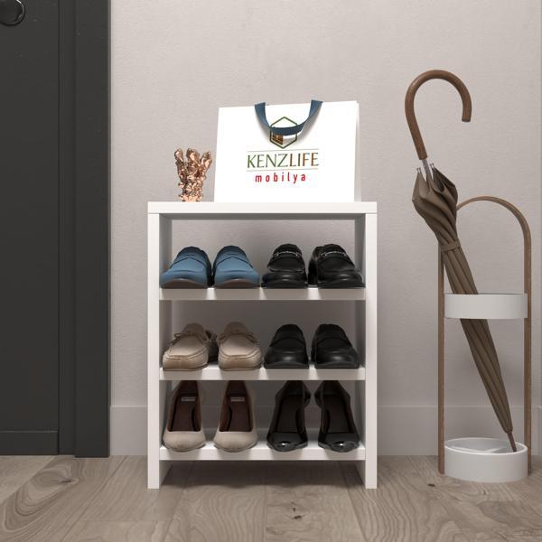 Kenzlife ayakkabılık mısri mat beyaz suntalam 050*040*20 altı çift ayakkabı kapasitesi arkalıksız  - Image 1