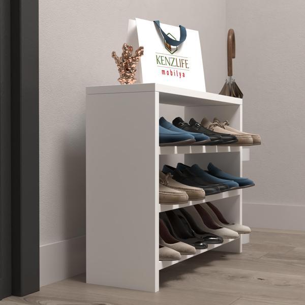 Kenzlife ayakkabılık mısri mat beyaz suntalam 050*060*20 dokuz çift ayakkabı kapasitesi arkalıksız  - Image 1