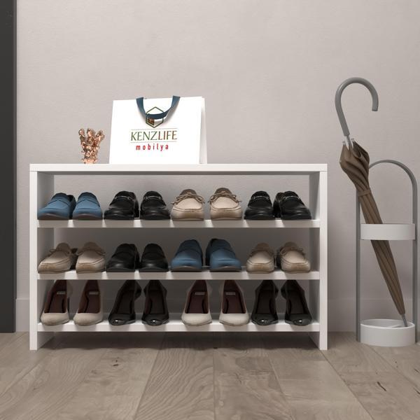 Kenzlife ayakkabılık mısri mat beyaz suntalam 050*080*20 oniki çift ayakkabı kapasitesi arkalıksız  - Image 1