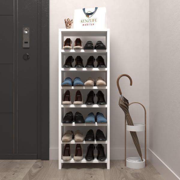 Kenzlife ayakkabılık mısri mat beyaz suntalam 110*040*20 ondört çift ayakkabı kapasitesi arkalıksız  - Image 1