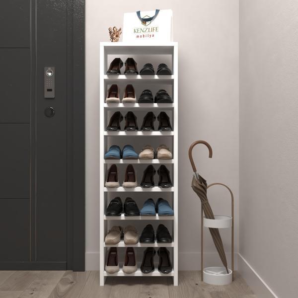 Kenzlife ayakkabılık mısri mat beyaz suntalam 125*040*20 onaltı çift ayakkabı kapasitesi arkalıksız  - Image 1