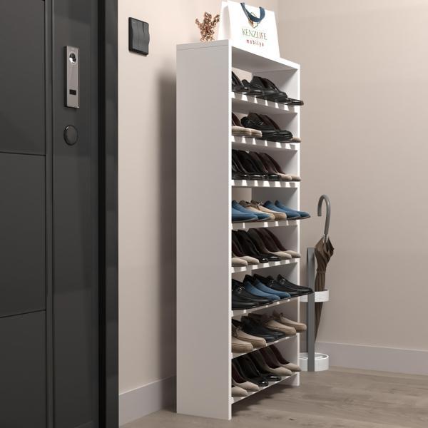 Kenzlife ayakkabılık mısri mat beyaz suntalam 125*060*20 yirmidört çift ayakkabı kapasitesi arkalıksız  - Image 1