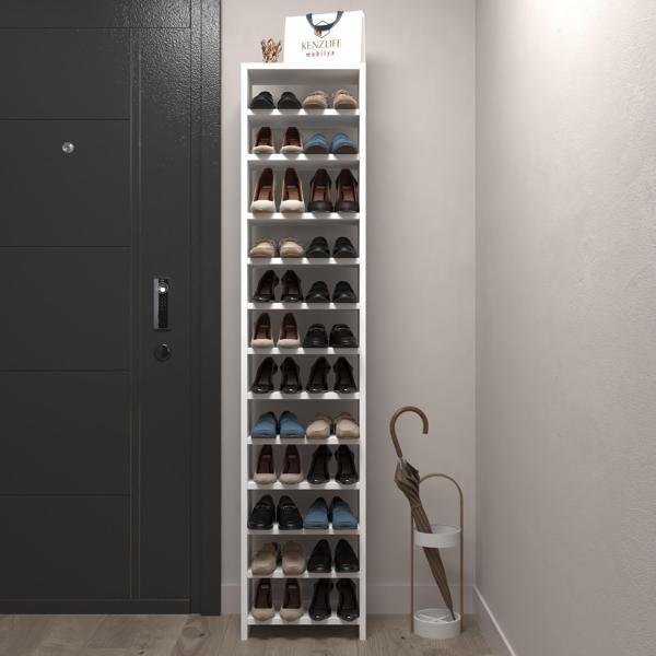 Kenzlife ayakkabılık mısri mat beyaz suntalam 183*040*20 yirmidört çift ayakkabı kapasitesi arkalıksız  - Image 1