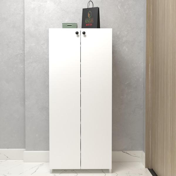 Kenzlife kapaklı ayakkabılık bosnevi mat beyaz suntalam 140*060*30 yirmiyedi çift ayakkabı kapasitesi arkalıksız  - Image 1