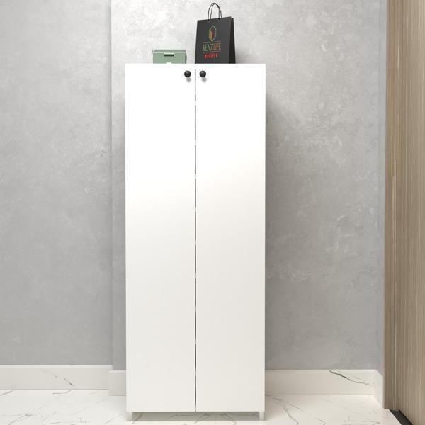 Kenzlife kapaklı ayakkabılık bosnevi mat beyaz suntalam 155*060*30 otuz çift ayakkabı kapasitesi arkalıksız  - Image 1