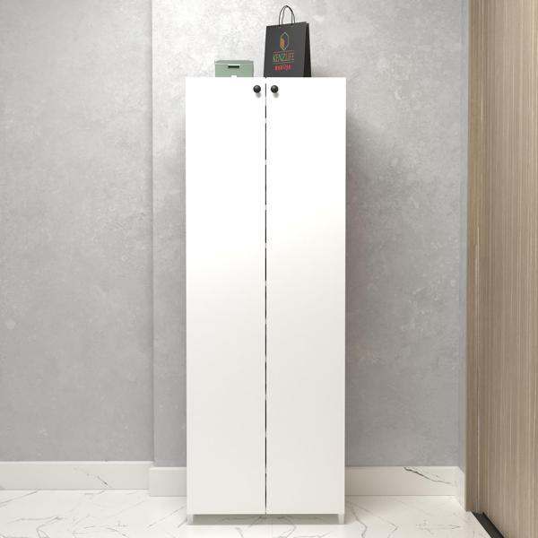 Kenzlife kapaklı ayakkabılık bosnevi mat beyaz suntalam 170*080*30 kırkdört çift ayakkabı kapasitesi arkalıksız  - Image 1
