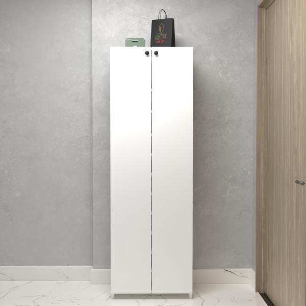 Kenzlife kapaklı ayakkabılık bosnevi mat beyaz suntalam 183*080*30 kırksekiz çift ayakkabı kapasitesi arkalıksız  - Image 1