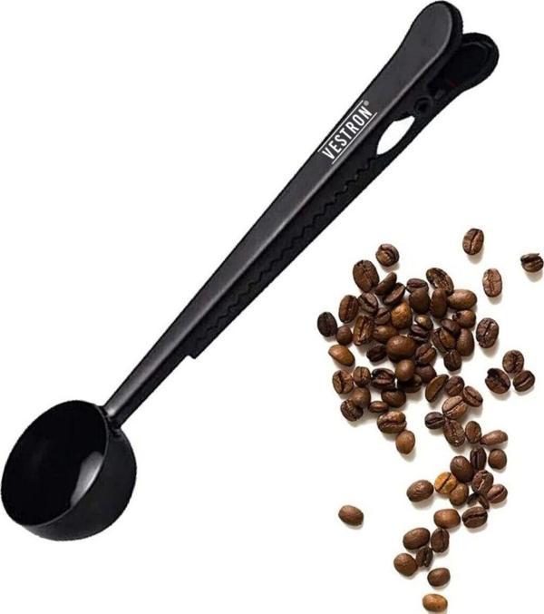 Vestron Klipsli Kahve Ölçü Kaşığı Siyah (Pl) Black Çok Fonksiyonlu Kaşık - Image 1