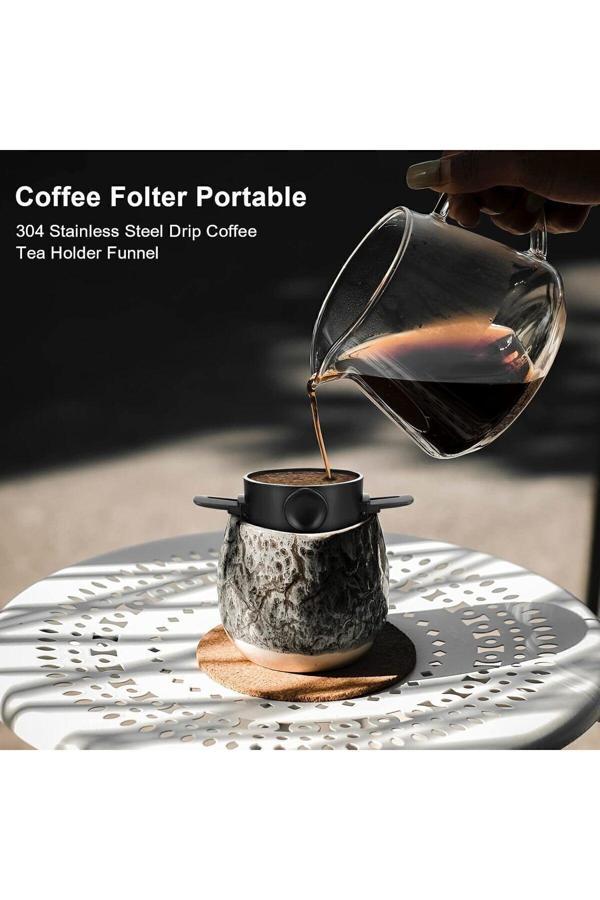 Vestron Outdoor Kamp Kahve Filtresi Metal Demleme Potu Pour Over Katlanır - Image 1