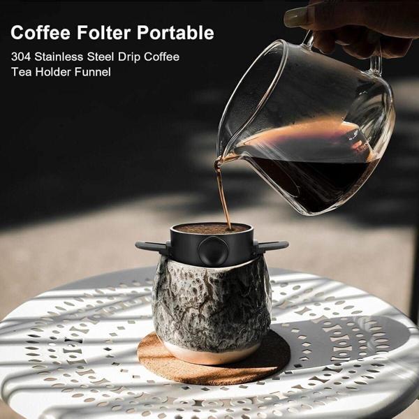 Vestron Outdoor Kamp Kahve Filtresi Metal Demleme Potu Pour Over Katlanır - Image 1