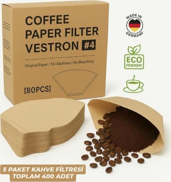 Vestron Filtre Kahve Kağıdı No:4 80'Li (5 Paket 400 Adet) Vcw - Image 1