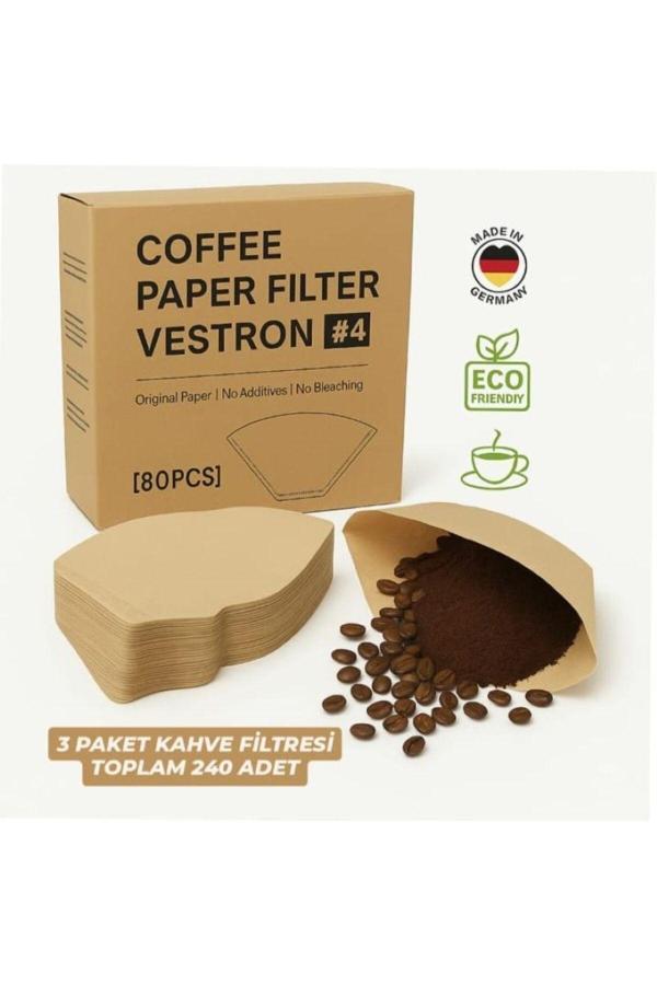 Vestron Filtre Kahve Kağıdı No:4 80'Li (3 Paket 240 Adet) Vcw - Image 1