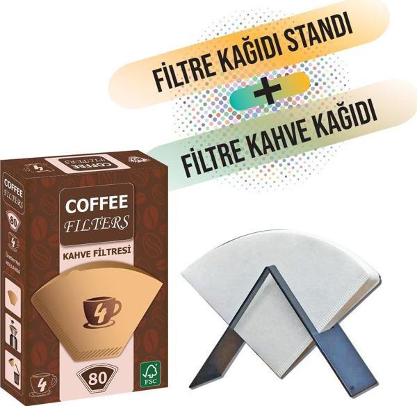 Vestron Filtre Kağıdı Tutucu Metal Stand Ve Coffee Filters Filtre Kağıdı 80 Adet - Image 1