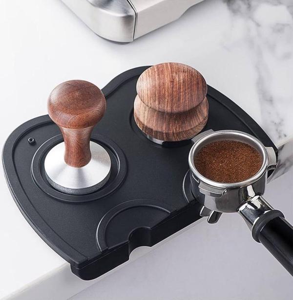 Vestron Espresso Barista Tamper Temper Tamping Mat Düz Taban Siyah Silikon 2Li - Image 1