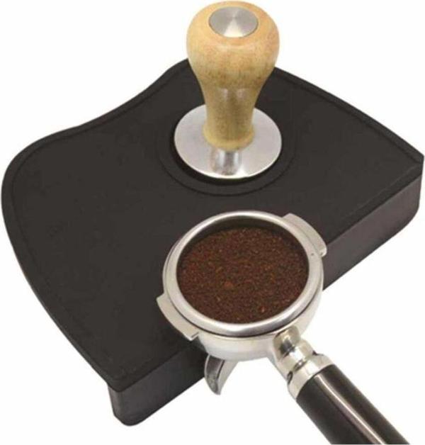 Vestron Espresso Barista Tamper Temper Tamping Mat Düz Taban Siyah Silikon - Image 1