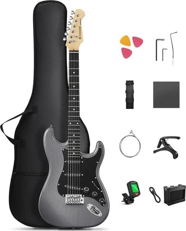 Donner DST-80 ST Elektro Gitar Seti (Matton Black) - Image 1