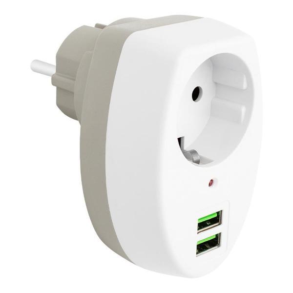 2 USBLİ TEKLİ TERMAL AKIM KORUMALI PRİZ (10A-2500W) (5060) - Image 1