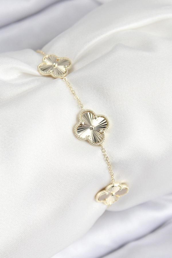 VIP Pirinç Yonca Model Gold Renk Kadın Bileklik - Image 1