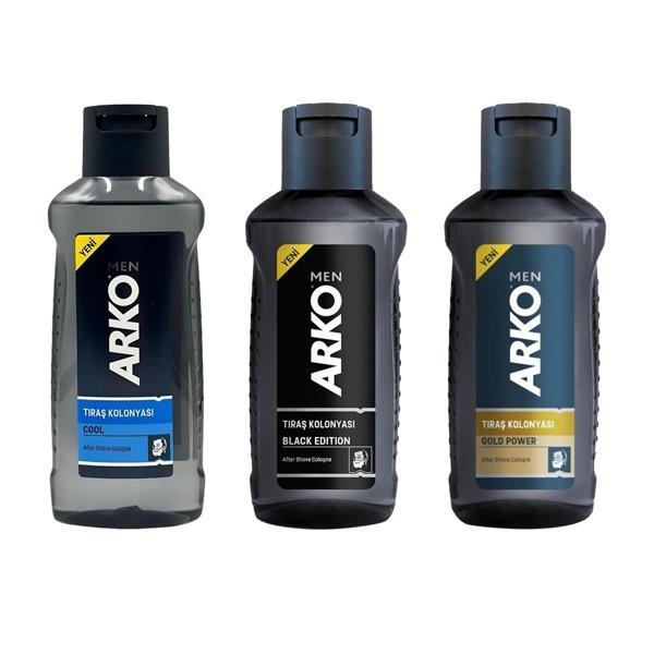 Arko Men Tıraş Kolonyası 255 ml 3 lü Karma Set (Cool-Black-Gold) - Image 1