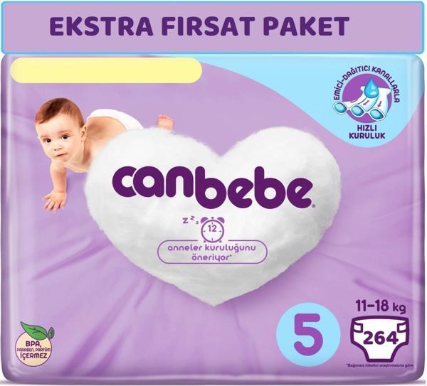 Canbebe Bebek Bezi Beden:5 (11-18Kg) Junior 264 Adet Ekstra Fırsat Pk - Image 1