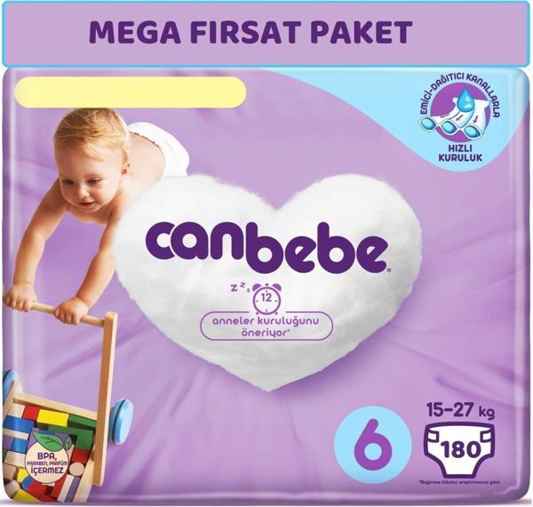 Canbebe Bebek Bezi Beden:6 (15-27Kg) Extra Large 180 Adet Mega Fırsat Pk - Image 1