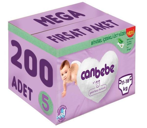 Canbebe Bebek Bezi Beden:5 (11-18Kg) Junior 200 Adet Mega Fırsat Pk - Image 1