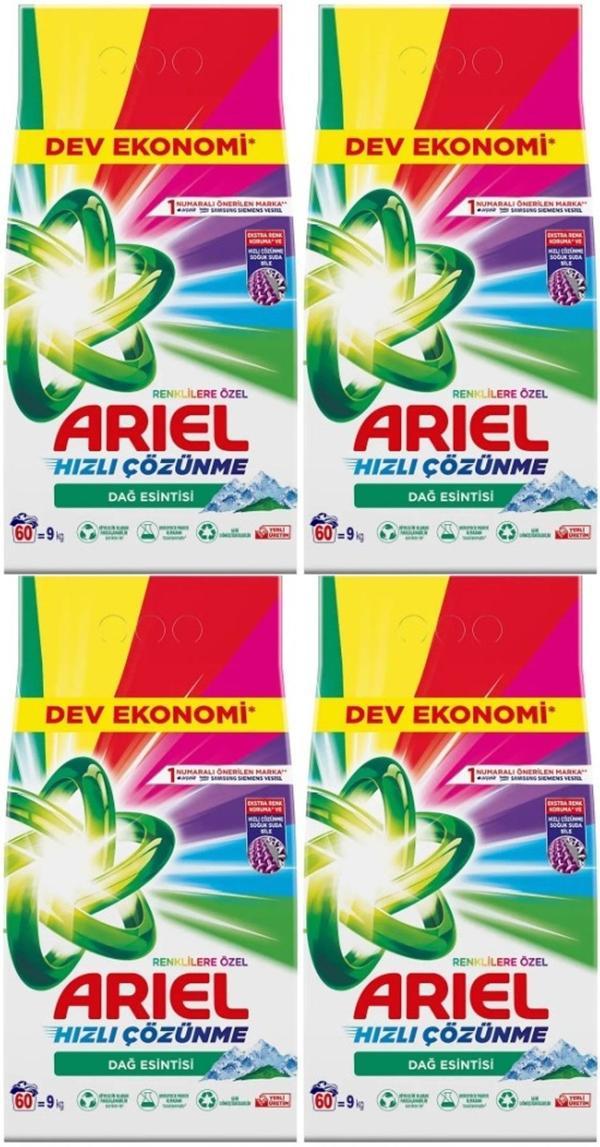 Ariel Matik Toz Çamaşır Deterjanı 36KG Renklilere Özel/Dağ Esintisi (4PK*9KG) (240 Yıkama) - Image 1