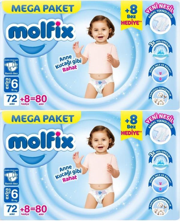 Molfix Bebek Bezi Beden:6 (15+KG) Extra Large 160 Adet Mega Ekonomik Fırsat Pk - Image 1