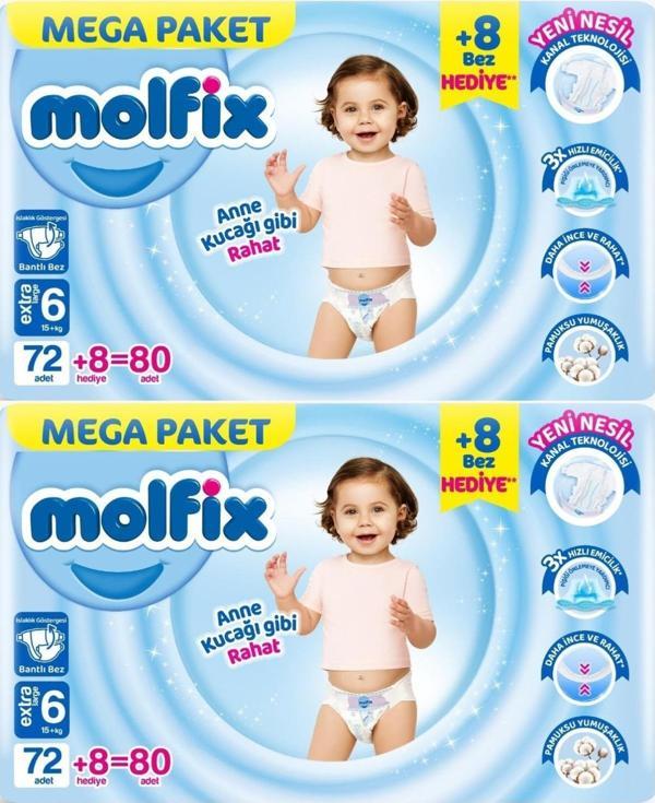 Molfix Bebek Bezi Beden:6 (15+KG) Extra Large 160 Adet Mega Ekonomik Fırsat Pk - Image 1