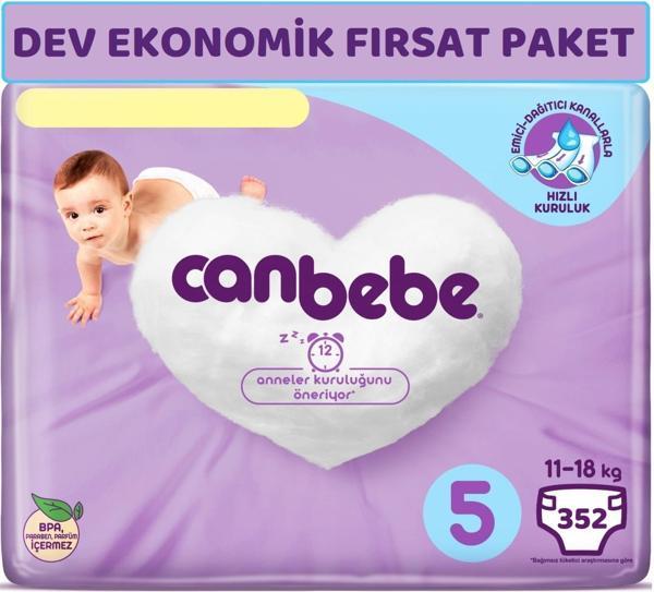 Canbebe Bebek Bezi Beden:5 (11-18Kg) Junior 352 Adet Dev Ekonomik Fırsat Pk - Image 1