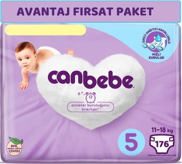 Canbebe Bebek Bezi Beden:5 (11-18Kg) Junior 176 Adet Avantaj Fırsat Pk - Image 1