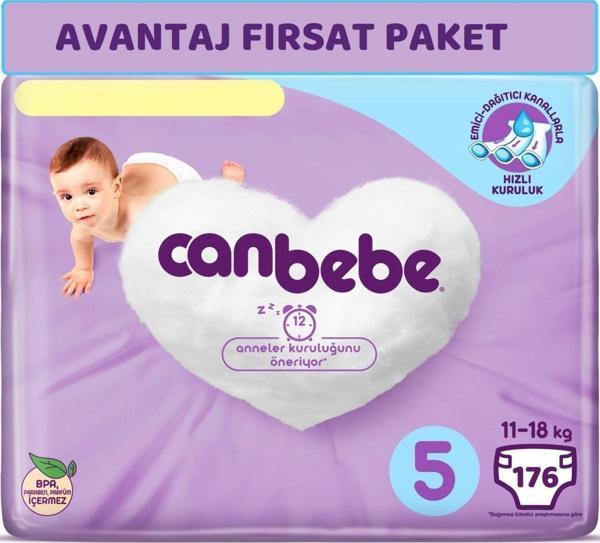 Canbebe Bebek Bezi Beden:5 (11-18Kg) Junior 176 Adet Avantaj Fırsat Pk - Image 1