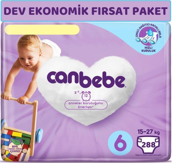 Canbebe Bebek Bezi Beden:6 (15-27Kg) Extra Large 288 Adet Dev Ekonomik Fırsat Pk - Image 1