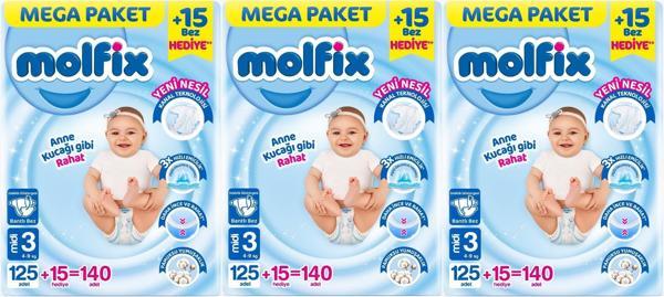 Molfix Bebek Bezi Beden:3 (4-9KG) Midi 420 Adet Mega Aylık Fırsat Pk - Image 1