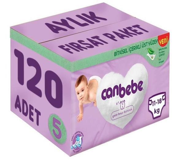 Canbebe Bebek Bezi Beden:5 (11-18Kg) Junior 120 Adet Aylık Fırsat Pk - Image 1