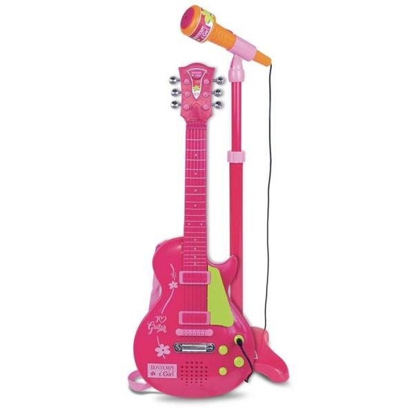 Nessiworld Elektronik Ayaklı Mikrofonlu Pembe Gitar - Image 1