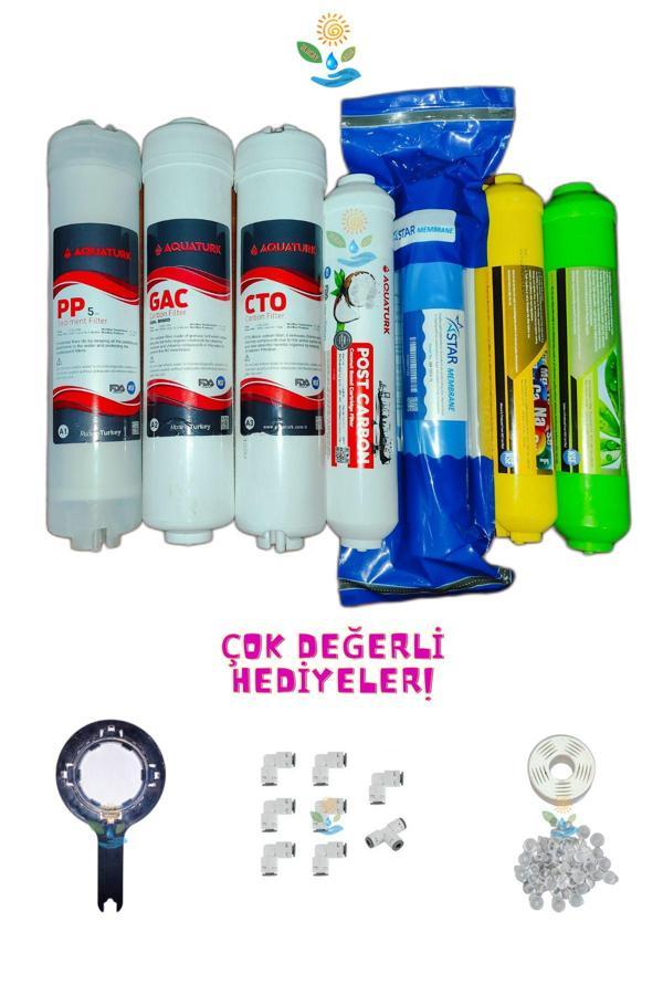 Ulucay Aqua Premıum Kalite Kapalı Kasa Su Arıtma Filtre Seti İthal Coconutlu 7 Aşamalı Lg/İhlas Aura Uyumlu Set - Image 1