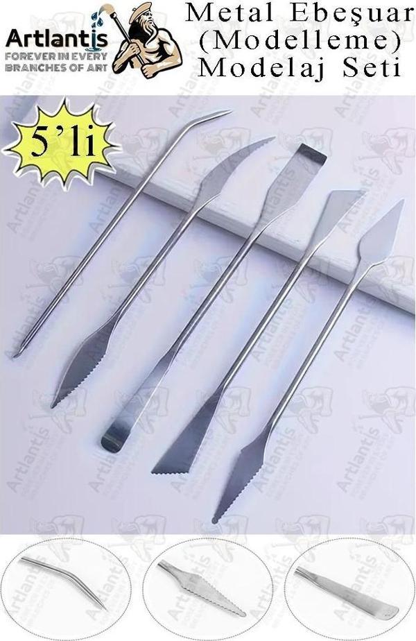 Ebeşuar Seti Metal 5 li 18 cm 1 Paket Çelik Modelaj Modelleme Aletleri Seramik Kil ve Heykel Modelaj Kalemi Dip Alma - Image 1