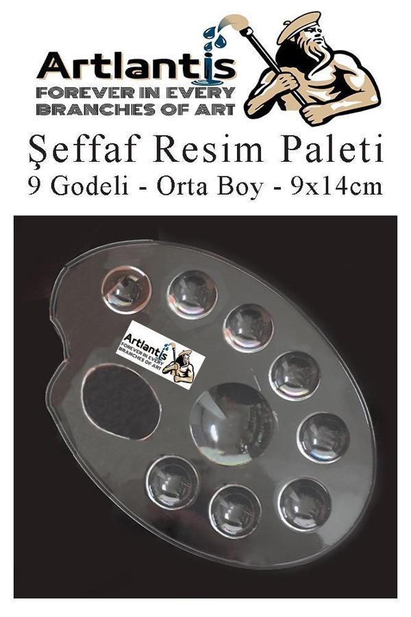 Şeffaf Resim Paleti Plastik 1 Adet Godeli Ressam Paleti Boyama Paleti Akrilik Boya Guaj Boya Suluboya - Image 1