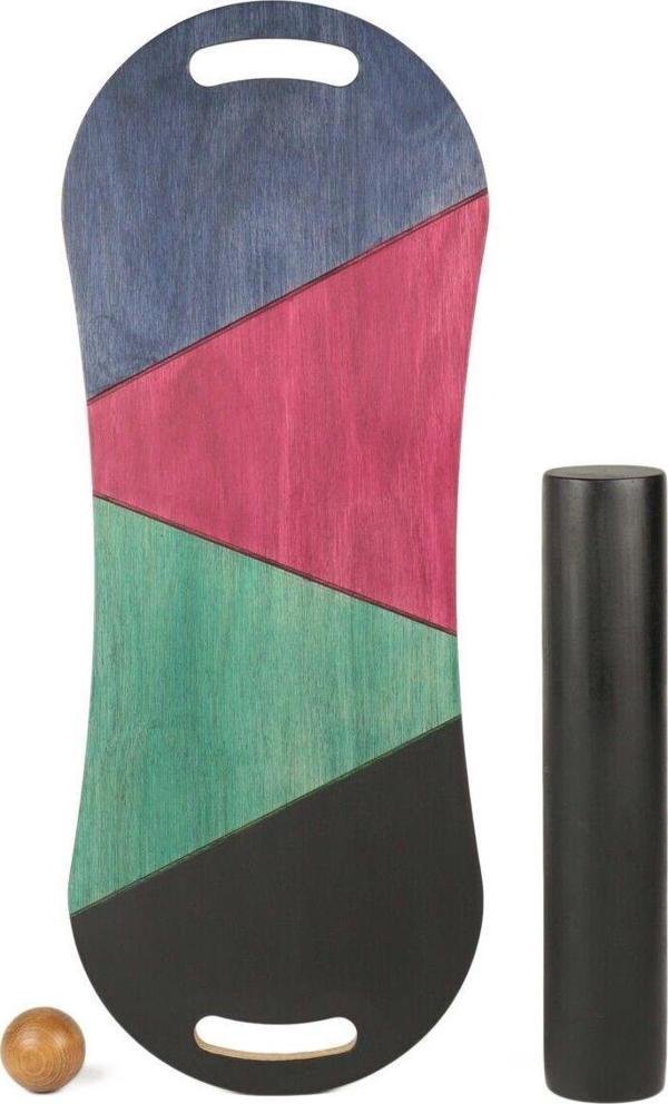 Wood Stone Art Denge Tahtası Sport Balance Board Renkli Çift Fonksiyonlu Sörf Kaykay Eğitim Tahtası 73X28Cm - Image 1