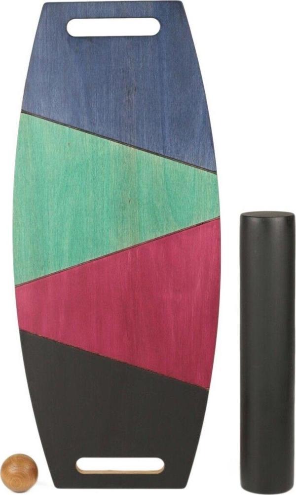 Wood Stone Art Renkli Denge Tahtası Balance Roller Board Çift Fonksiyonlu Sörf Eğitim Tahtası Kaykay Eğitim Tahtası - Image 1