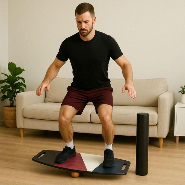 Wood Stone Art Renkli Denge Tahtası Balance Roller Board Çift Fonksiyonlu Sörf Eğitim Tahtası Kaykay Eğitim Tahtası - Image 1