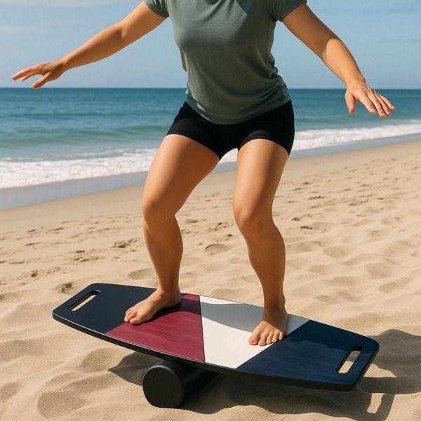 Wood Stone Art Renkli Denge Tahtası Balance Roller Board Sörf Eğitim Tahtası Kaykay Eğitim Tahtası 73 X 31 Cm - Image 1