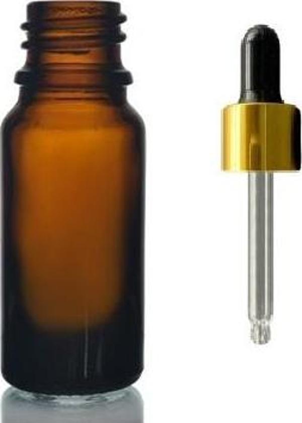 5ml kahverengi cam damlalıklı 10 adet,Gold Kapak Siyah Emzik, Ecza şişesi, Damlalıklı şişe, propolis şişesi, damlatmalı  - Image 1