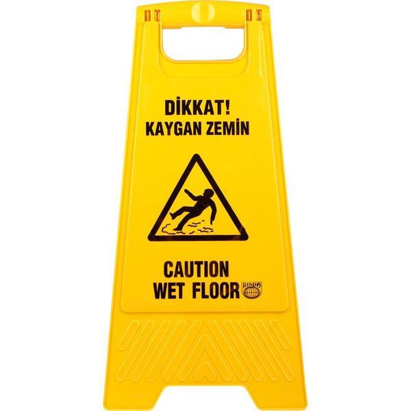 İş Güvenliği Dikkat Islak Kaygan Zemin Uyarı ve Yönlendirme Levhası Tabelası -Sarı-33x63 Cm-Kaliteli - Image 1