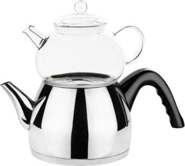 Tantitoni Siyah Konik Orta Boy Paslanmaz Çelik Çaydanlık Takımı 980/1700ml - Image 1