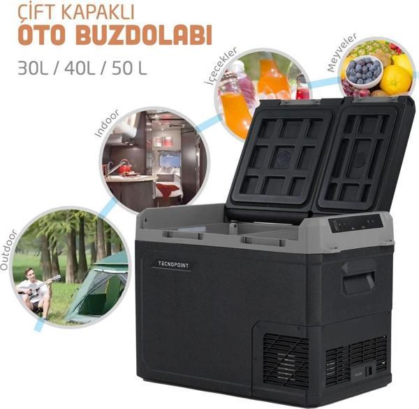 TC21-18 Çift Kapaklı 50 Litre Taşınabilir Araç Buzdolabı 12V/24V/220V Uyumlu - Image 1