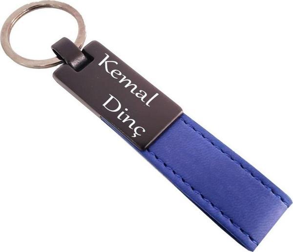 Lacivert Deri Metal Anahtarlık - Image 1